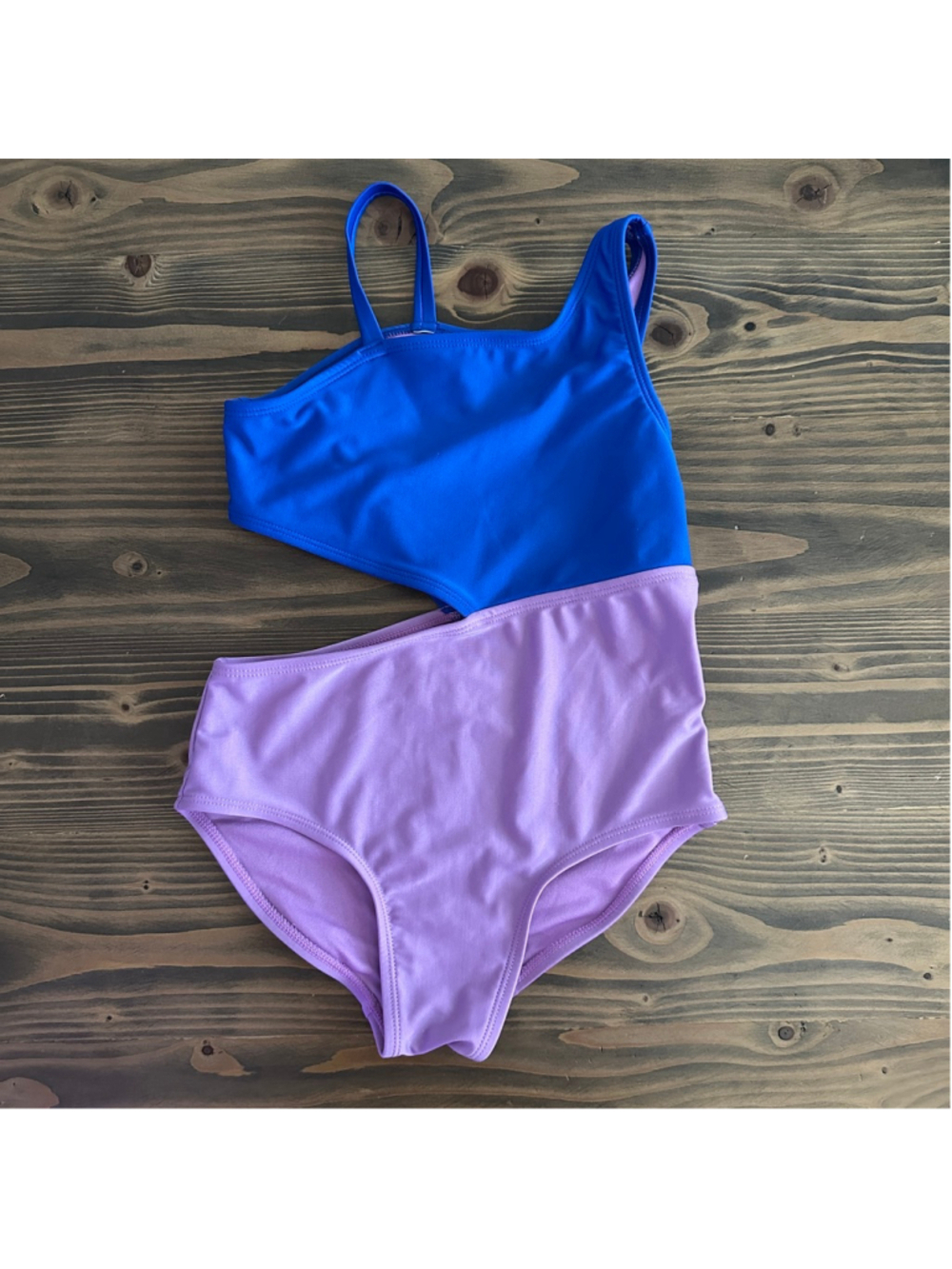 Cat & Jack Girls One Piece Swimsuit M 7/8 Plus Blue Purple Colorblock